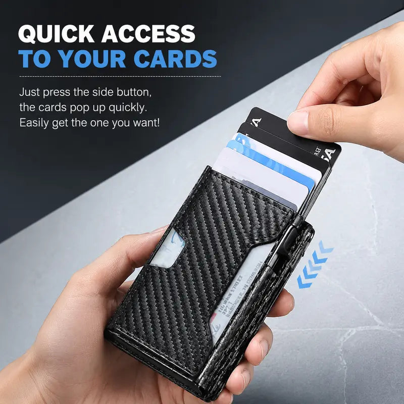Minimalist Carbon Fiber RFID Pop-Up Wallet