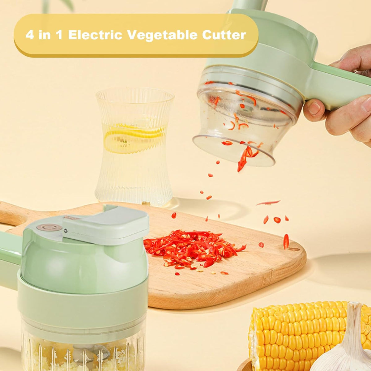 4-in-1 Handheld Electric Vegetable Cutter & Chopper