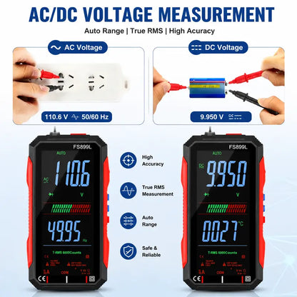 Smart Auto-Ranging Digital Multimeter with Large Color Screen & USB Charging