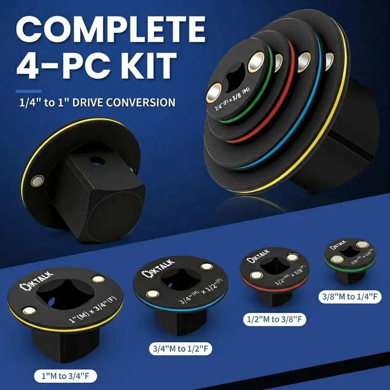 Low Profile Impact Socket Adapter Set for Tight Space Repairs