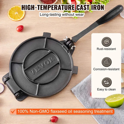 Cast Iron Tortilla Press Maker for Perfect Homemade Flatbreads & Tacos