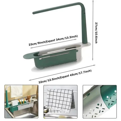 Universal Telescopic Kitchen Sink Rack & Sponge Holder