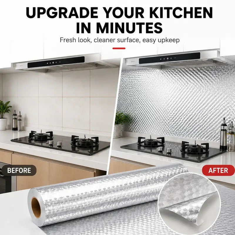 Self-Adhesive Oil-Proof Aluminum Foil Kitchen Backsplash Sticker | Buy 1 Get 1 Free