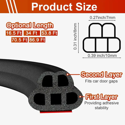 5-Hole Soundproof Car Door Weather Stripping
