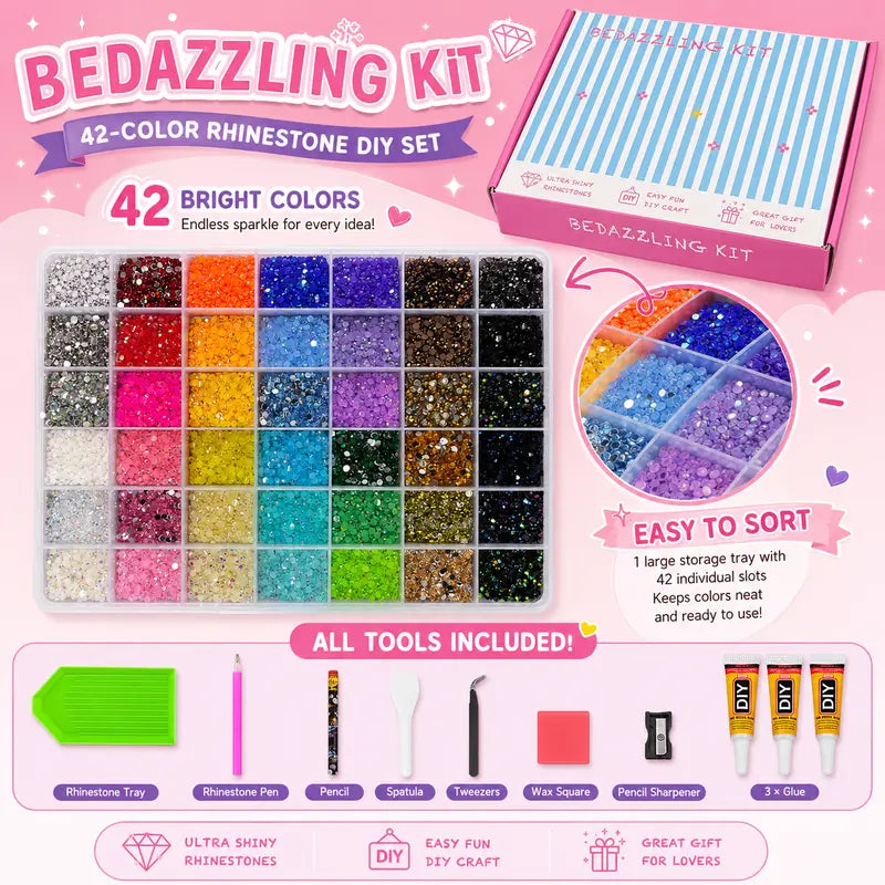 42 Colors Jelly Flatback Rhinestones DIY Craft Kit