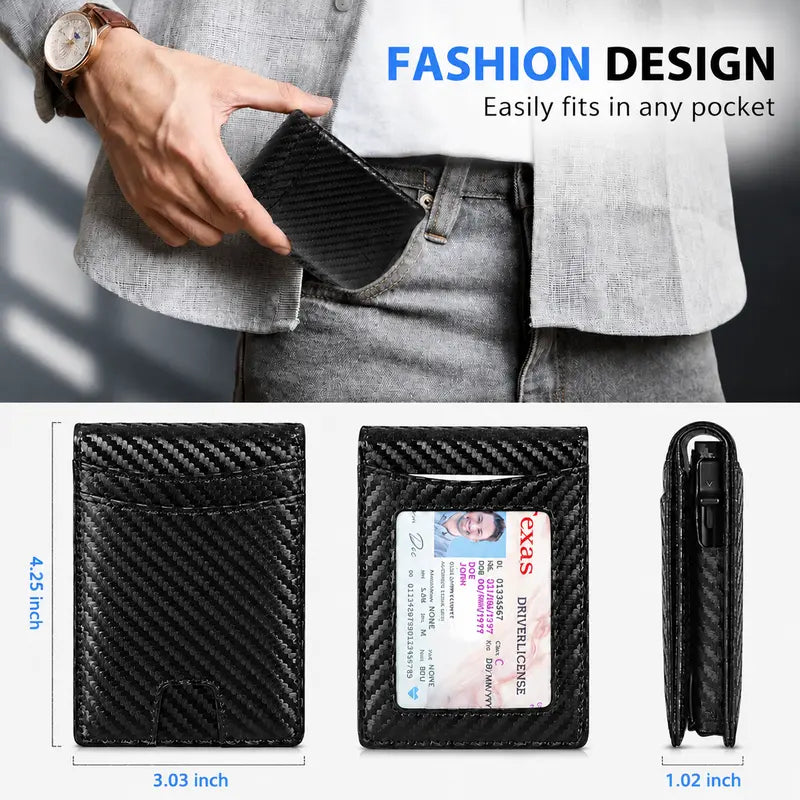 Minimalist Carbon Fiber RFID Pop-Up Wallet