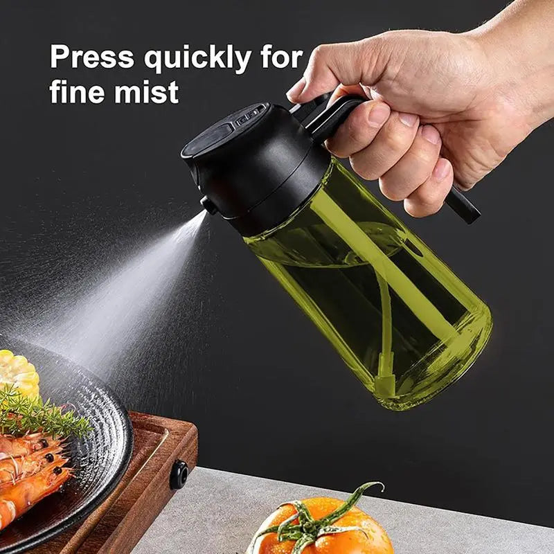 2-in-1 Glass Oil Sprayer & Dispenser Bottle (16oz, Dark Green UV-Protection) | Buy 1 Get 1 Free