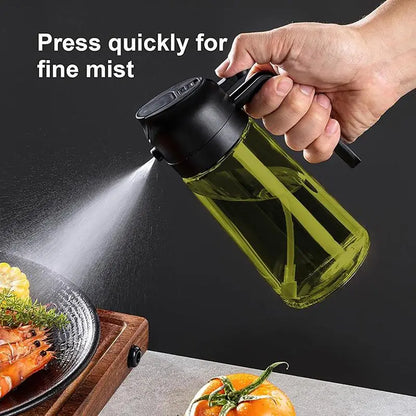 2-in-1 Glass Oil Sprayer & Dispenser Bottle (16oz, Dark Green UV-Protection) | Buy 1 Get 1 Free