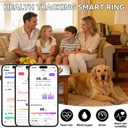 Smart Health Ring with Sleep & Activity Tracker – Zero Subscription Fees