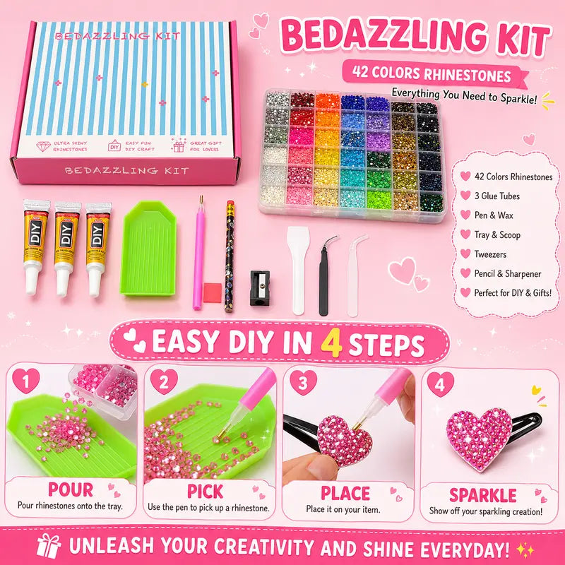 42 Colors Jelly Flatback Rhinestones DIY Craft Kit