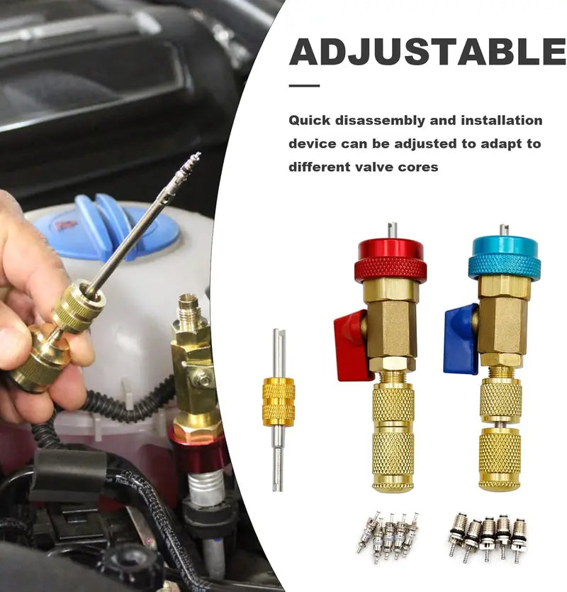 AC Valve Core Remover Tool Set - Swap Cores Fast Without Refrigerant Loss