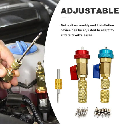 AC Valve Core Remover Tool Set - Swap Cores Fast Without Refrigerant Loss