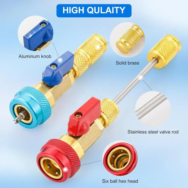 AC Valve Core Remover Tool Set - Swap Cores Fast Without Refrigerant Loss