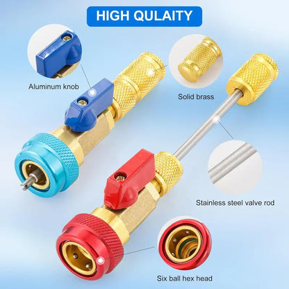 AC Valve Core Remover Tool Set - Swap Cores Fast Without Refrigerant Loss