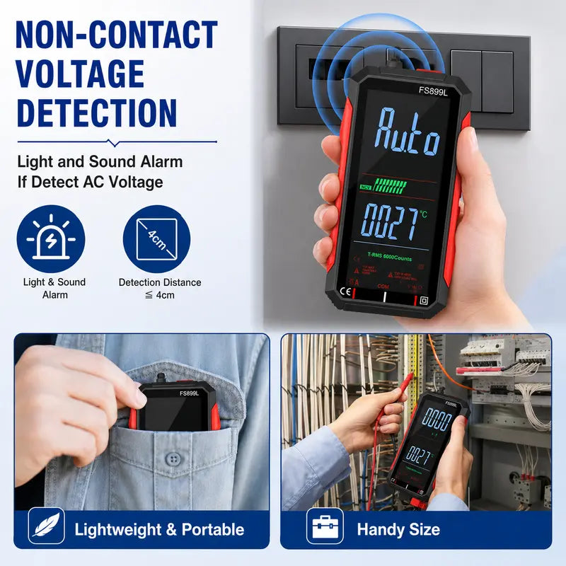 Smart Auto-Ranging Digital Multimeter with Large Color Screen & USB Charging