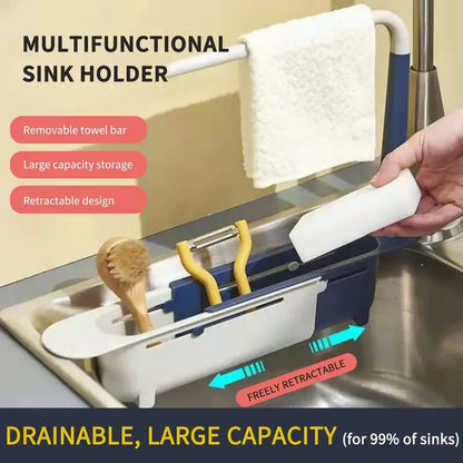 Universal Telescopic Kitchen Sink Rack & Sponge Holder