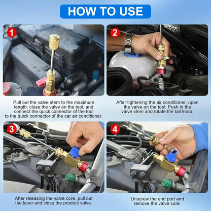 AC Valve Core Remover Tool Set - Swap Cores Fast Without Refrigerant Loss