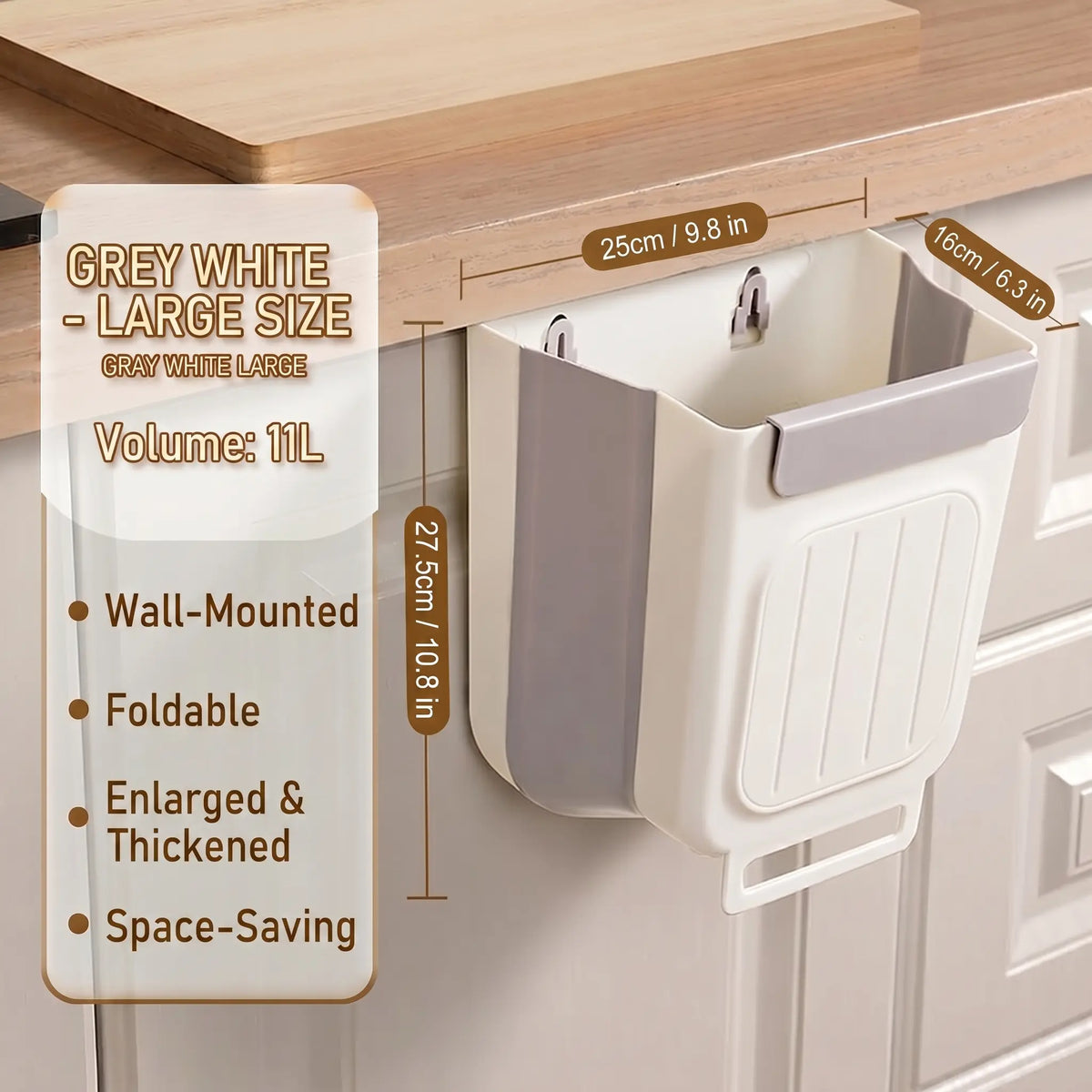 Foldable Hanging Kitchen Trash Can for Cabinet Doors | Buy 1 Get 1 Free