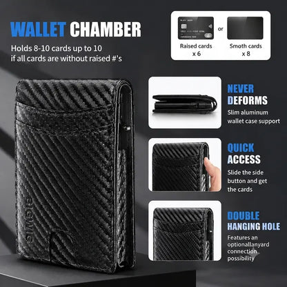 Minimalist Carbon Fiber RFID Pop-Up Wallet