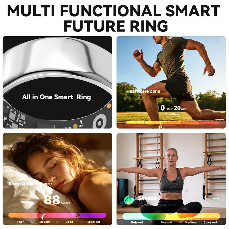 Smart Health Ring with Sleep & Activity Tracker – Zero Subscription Fees