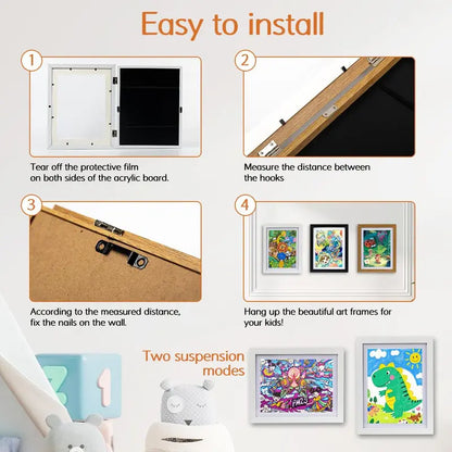Front-Opening Kids Art Frame with 100-Picture Storage