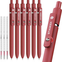 6 Red Gel Pens +3 Refills