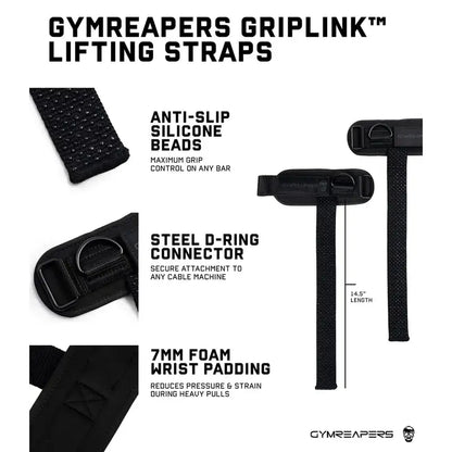 Pro Grip Lifting Straps with Neoprene Wrist Support for Heavy Pulls