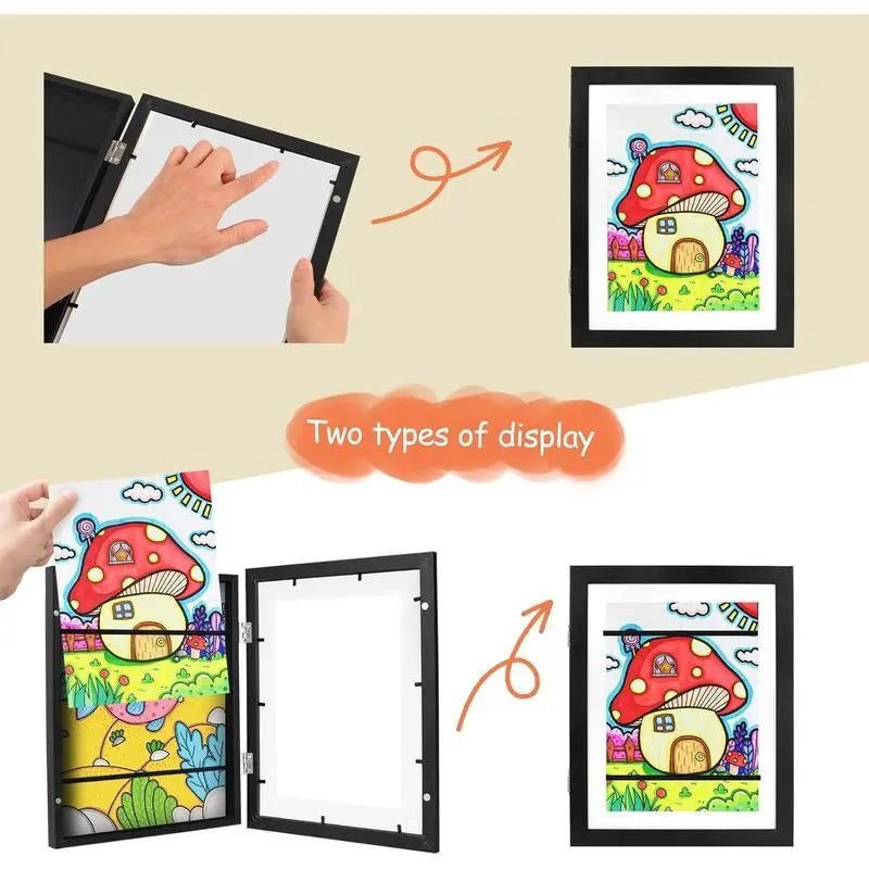 Front-Opening Kids Art Frame with 100-Picture Storage