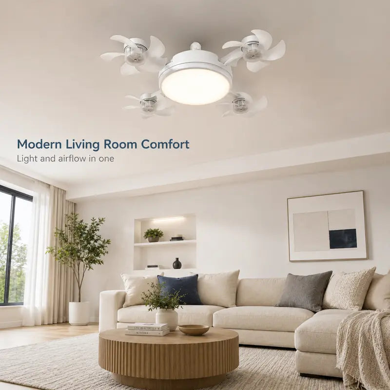 Screw-In 4-Head Ceiling Fan Light with Remote Control