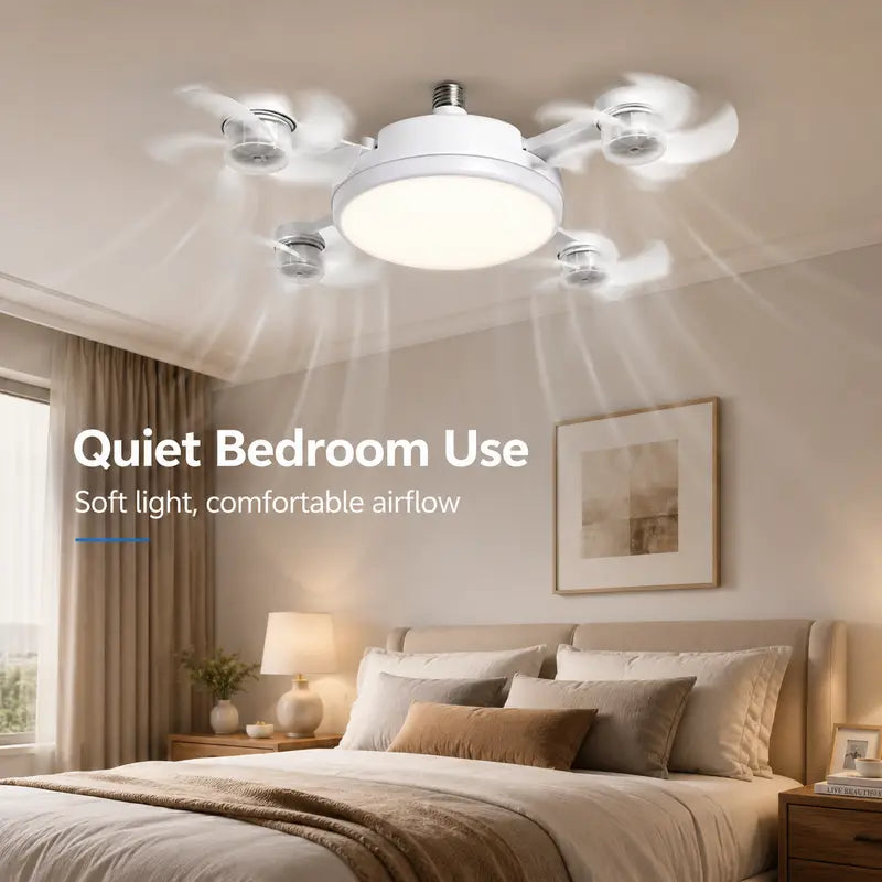 Screw-In 4-Head Ceiling Fan Light with Remote Control