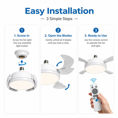 Screw-In 4-Head Ceiling Fan Light with Remote Control