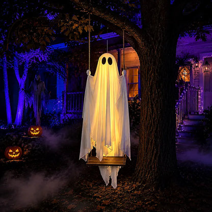 Pre-Assembled Light-Up Swinging Ghost Halloween Outdoor Decoration