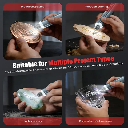 Precision Cordless Electric Engraving Pen Kit for Metal, Glass & Wood