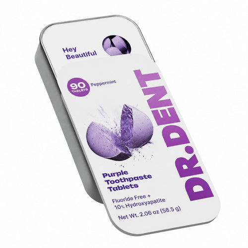 DR.DENT Purple Toothpaste Tablets with 10% Hydroxyapatite & PAP | Fluoride-Free, SLS-Free, Vegan