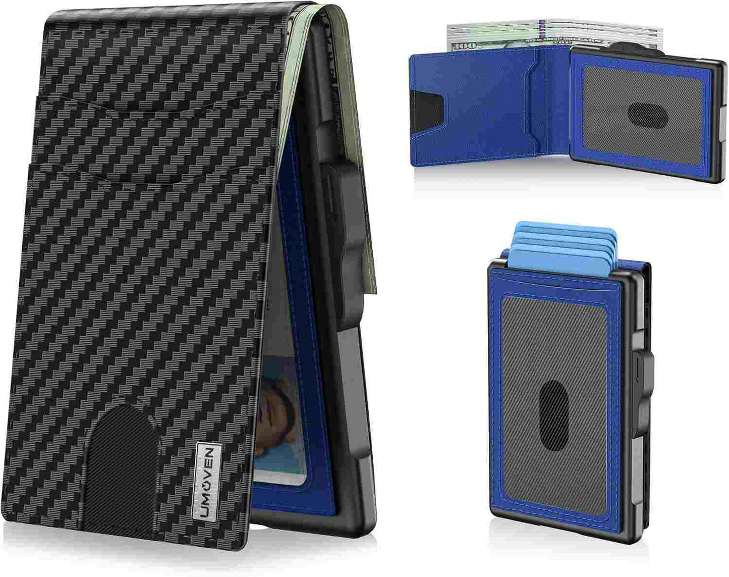 Instant Access Pop-Up RFID Blocking Carbon Fiber Slim Wallet