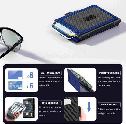 Instant Access Pop-Up RFID Blocking Carbon Fiber Slim Wallet