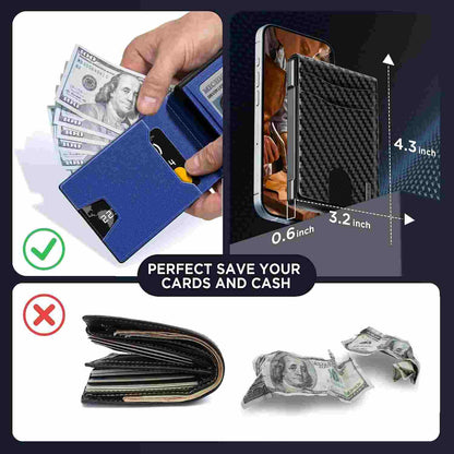 Instant Access Pop-Up RFID Blocking Carbon Fiber Slim Wallet